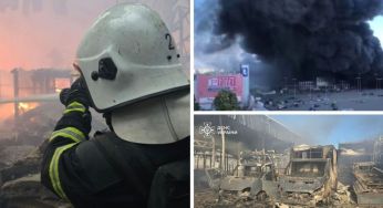 Прокуратура показала на відео момент прильоту російських бомб по “Епіцентру” в Харкові