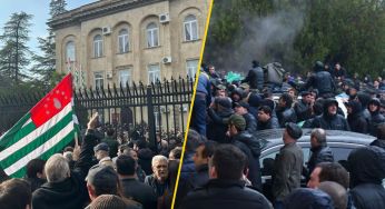 У хід пішли палиці, каміння та пляшки: в Абхазії не вщухає мітинг проти РФ (відео)
