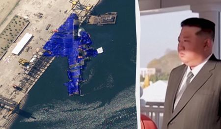 Перекинутий під час спуску 5000-тонний есмінець КНДР показали з супутника